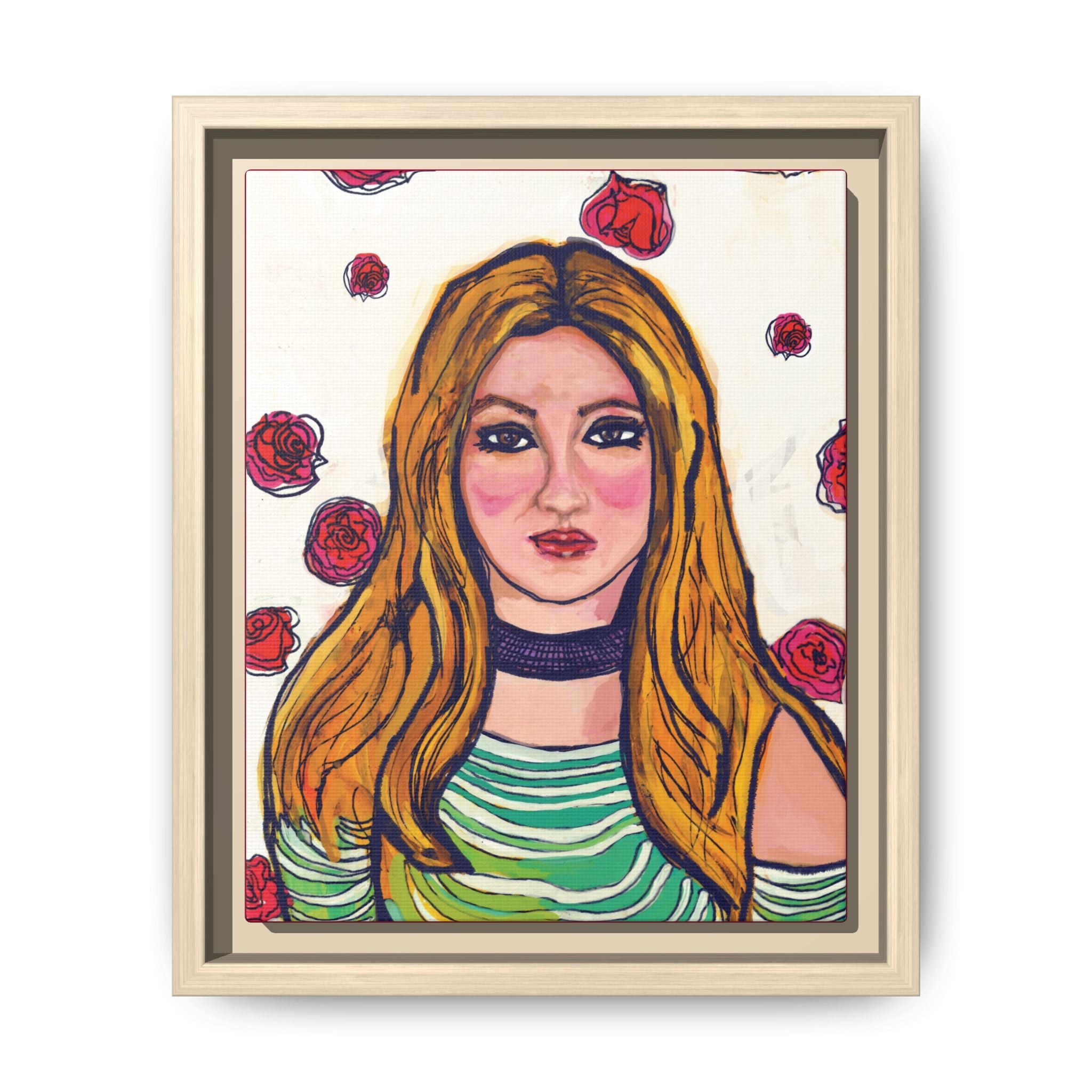 Bleu Soleil — Rose | Original Mixed Media Feminine Portrait Print | Wall Art by Blue Moon Space