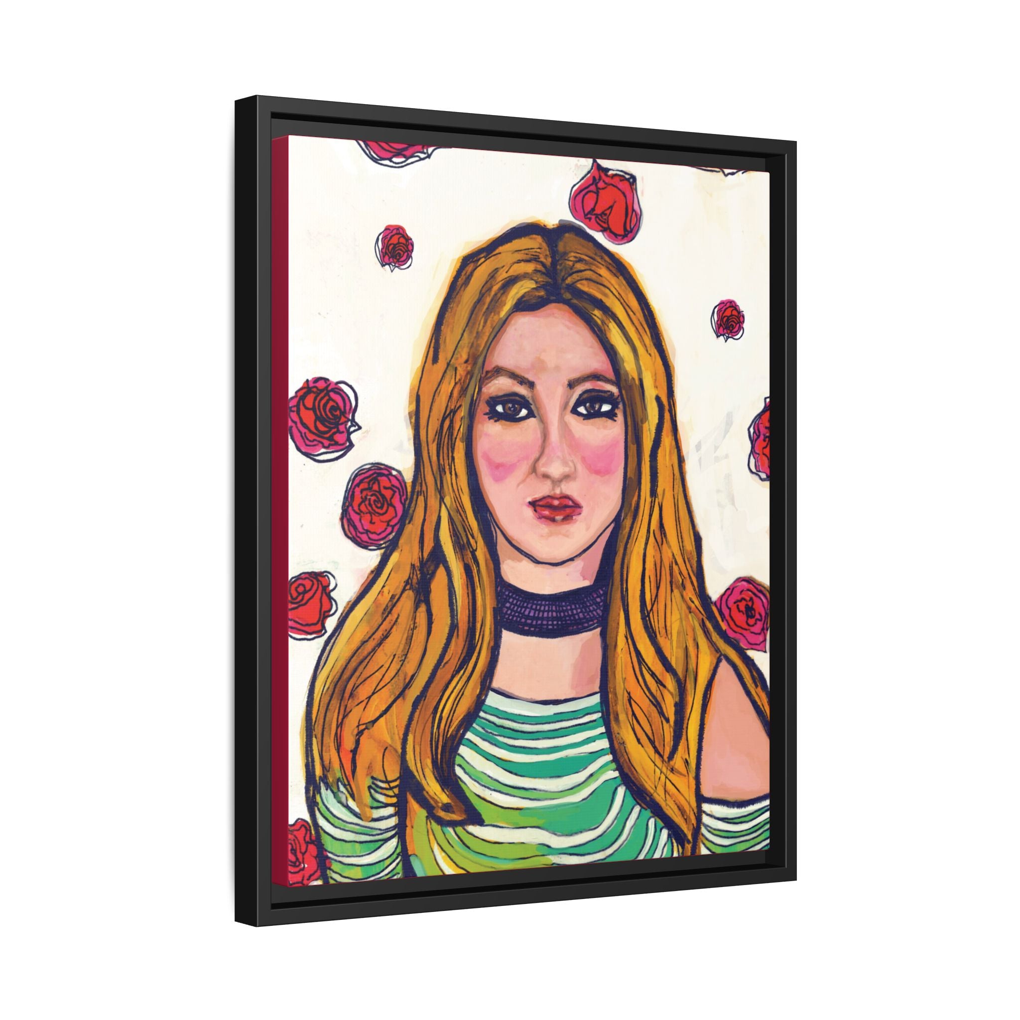 Bleu Soleil — Rose | Original Mixed Media Feminine Portrait Print | Wall Art by Blue Moon Space