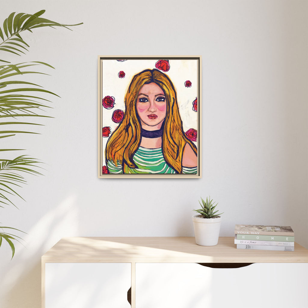 Bleu Soleil — Rose | Original Mixed Media Feminine Portrait Print | Wall Art by Blue Moon Space