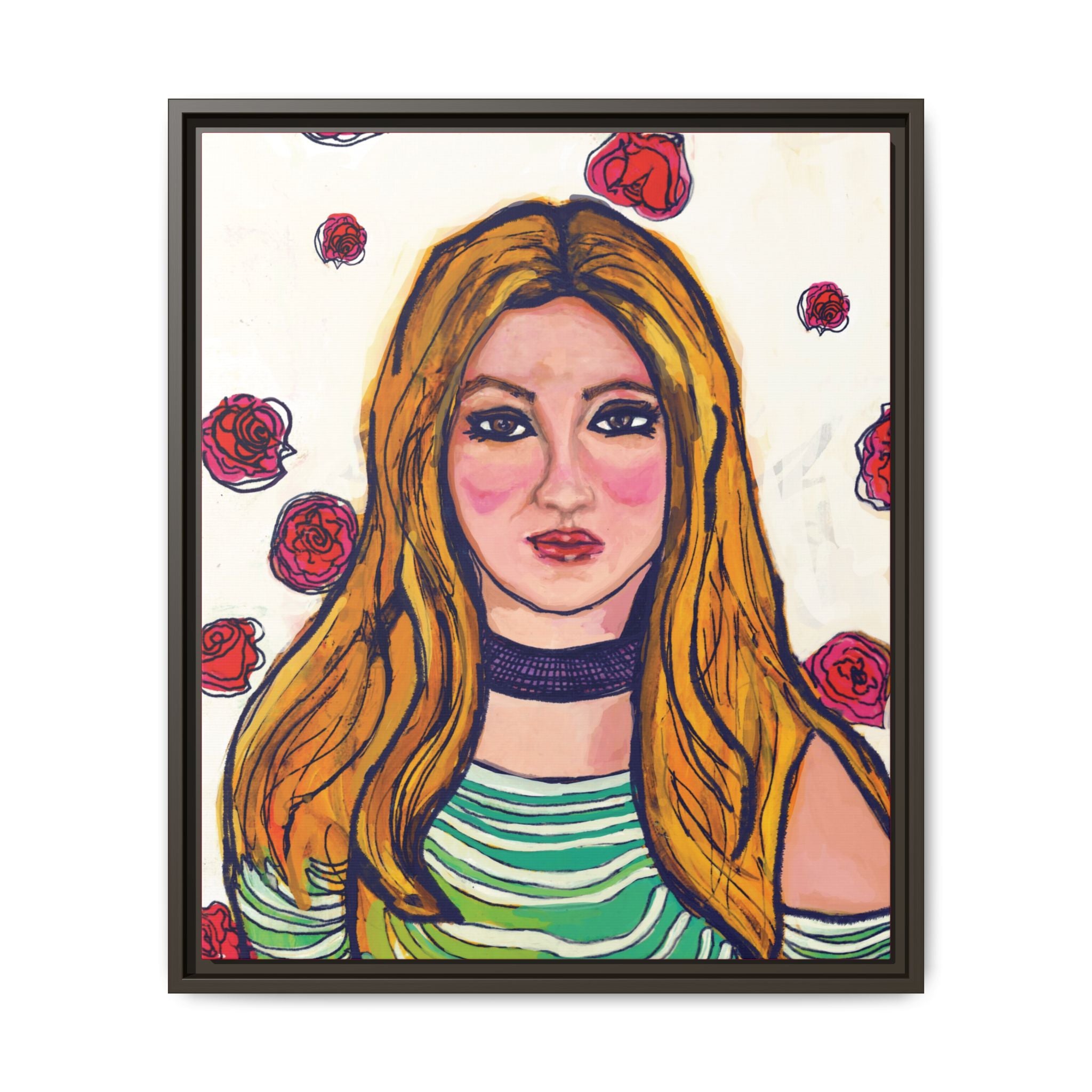 Bleu Soleil — Rose | Original Mixed Media Feminine Portrait Print | Wall Art by Blue Moon Space