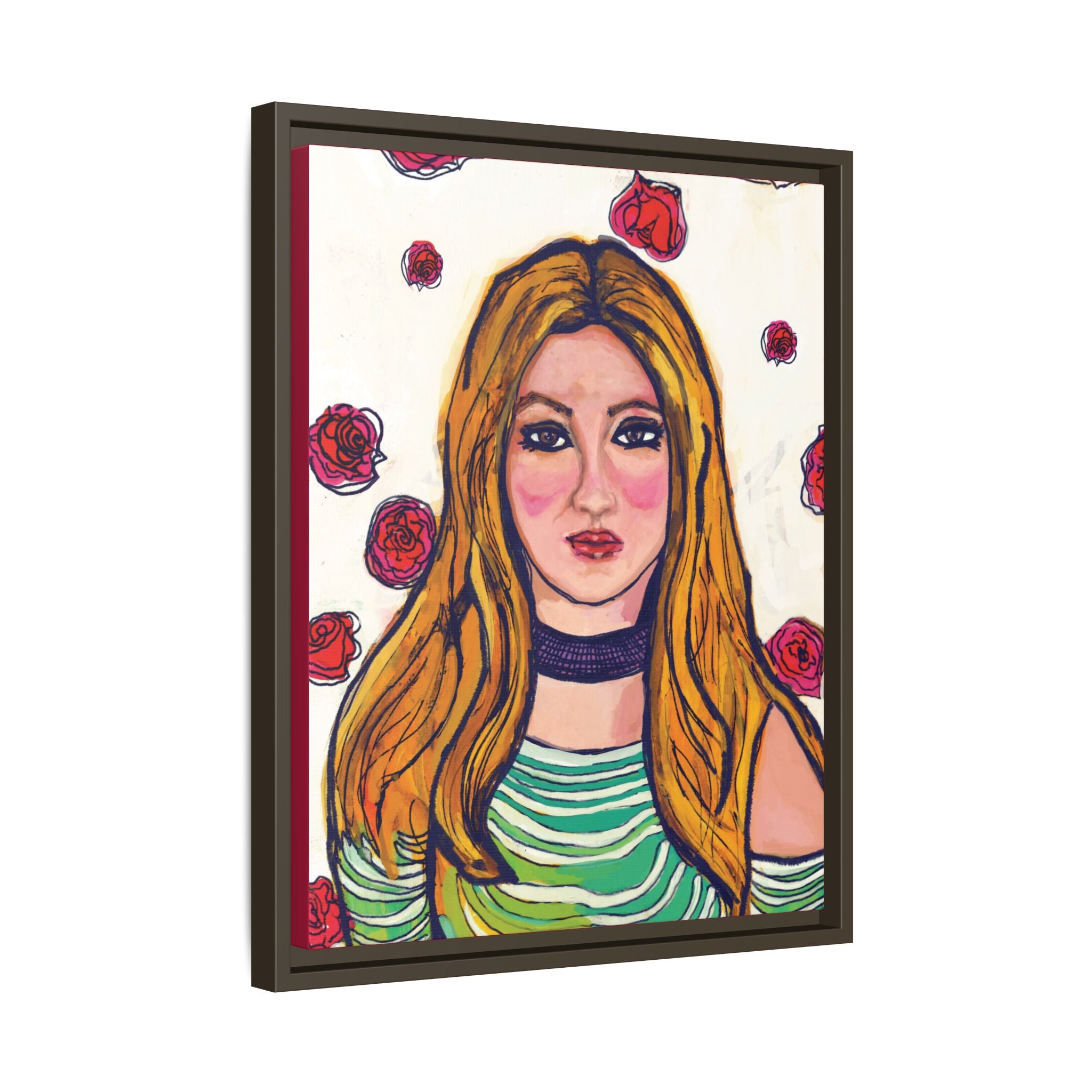 Bleu Soleil — Rose | Original Mixed Media Feminine Portrait Print | Wall Art by Blue Moon Space
