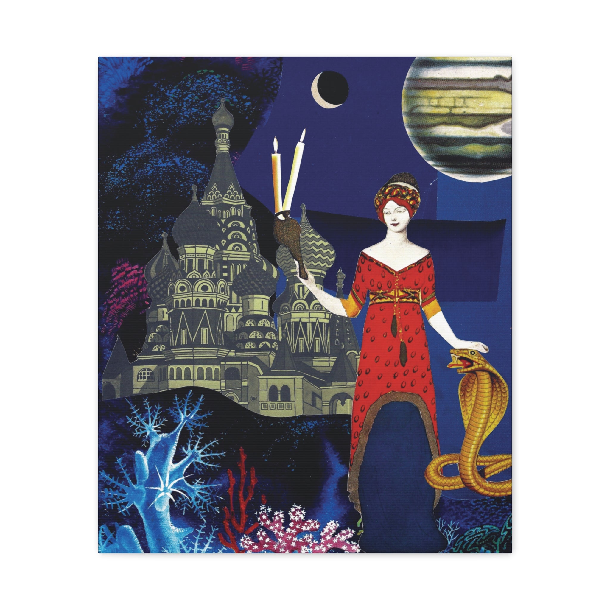 The Torchbearer | Original Analog Collage Art Print Canvas | Wall Art by Blue Moon Space