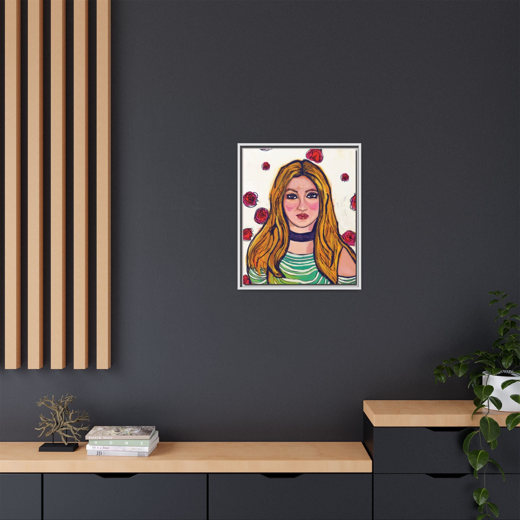 Bleu Soleil — Rose | Original Mixed Media Feminine Portrait Print | Wall Art by Blue Moon Space