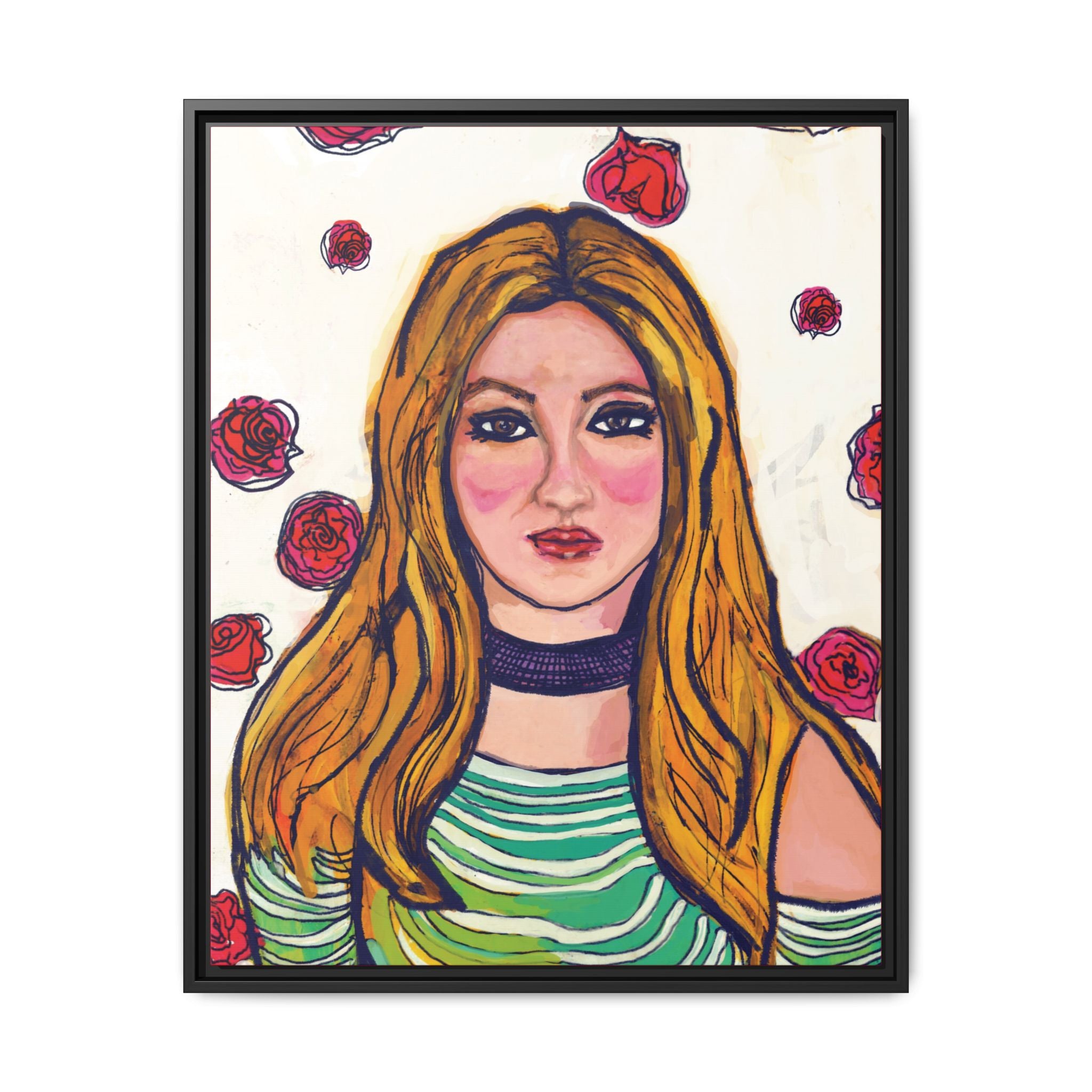 Bleu Soleil — Rose | Original Mixed Media Feminine Portrait Print | Wall Art by Blue Moon Space