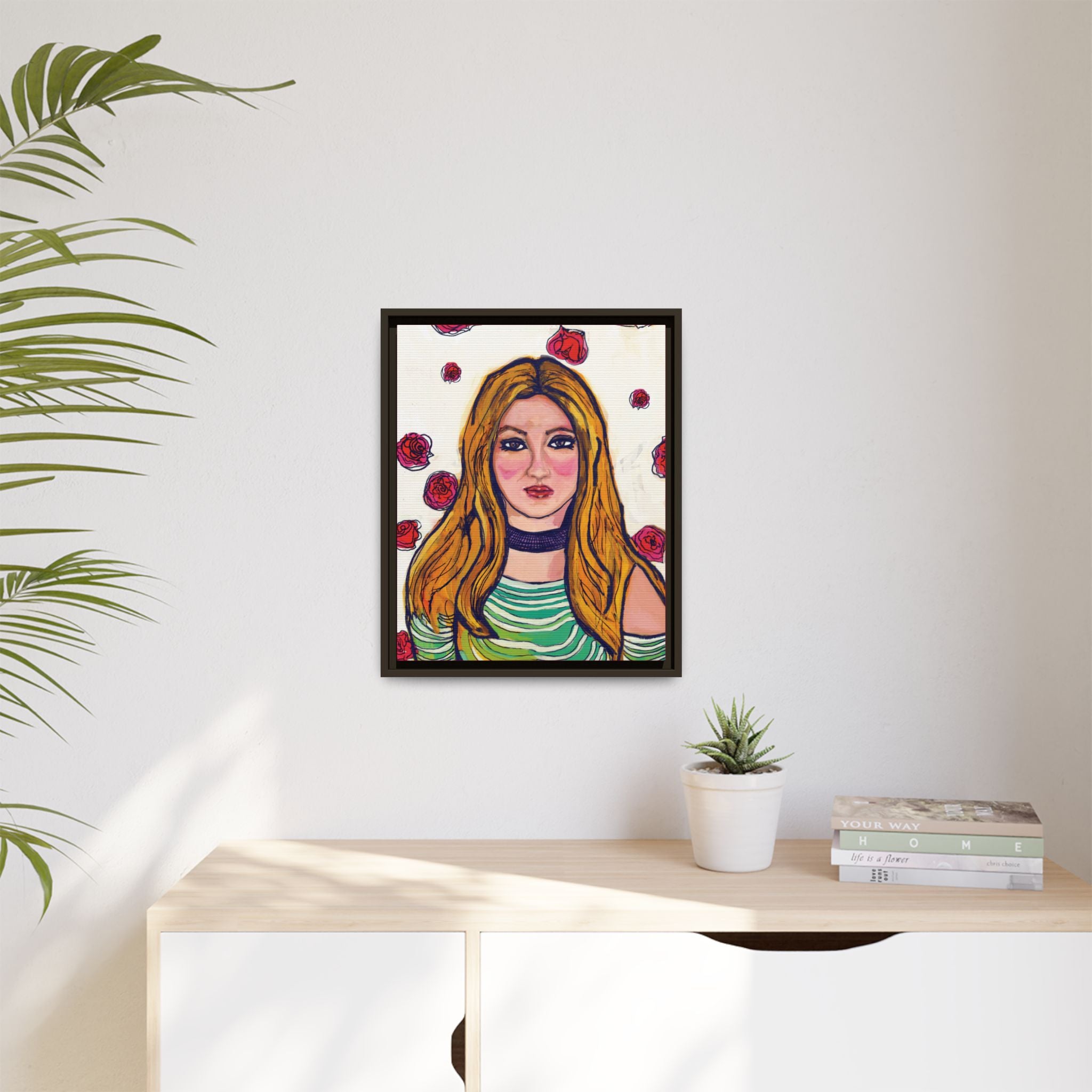 Bleu Soleil — Rose | Original Mixed Media Feminine Portrait Print | Wall Art by Blue Moon Space