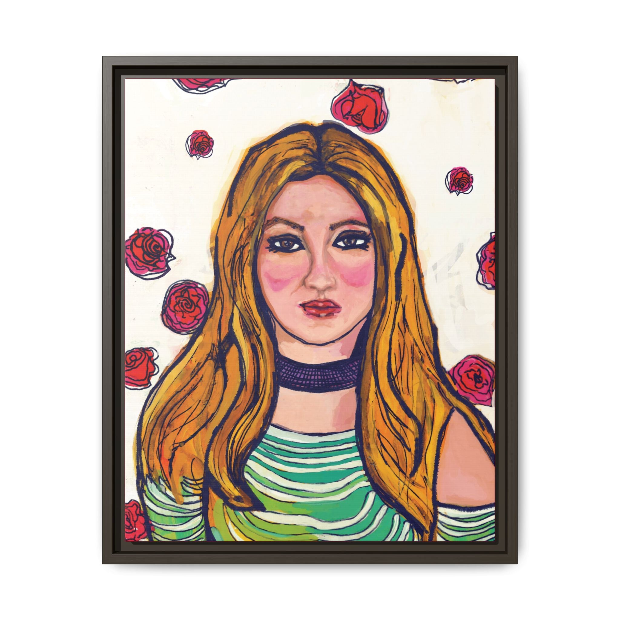 Bleu Soleil — Rose | Original Mixed Media Feminine Portrait Print | Wall Art by Blue Moon Space
