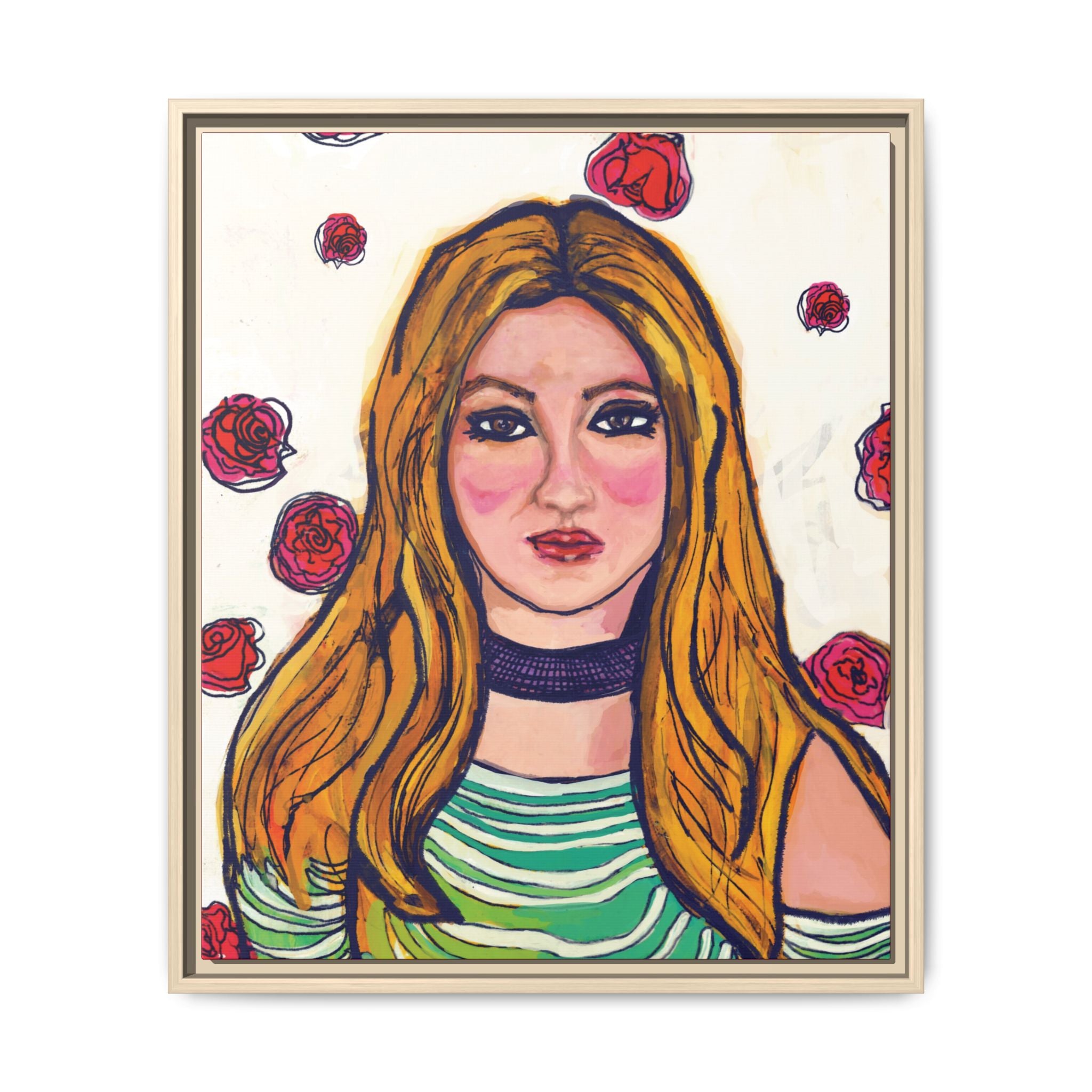 Bleu Soleil — Rose | Original Mixed Media Feminine Portrait Print | Wall Art by Blue Moon Space