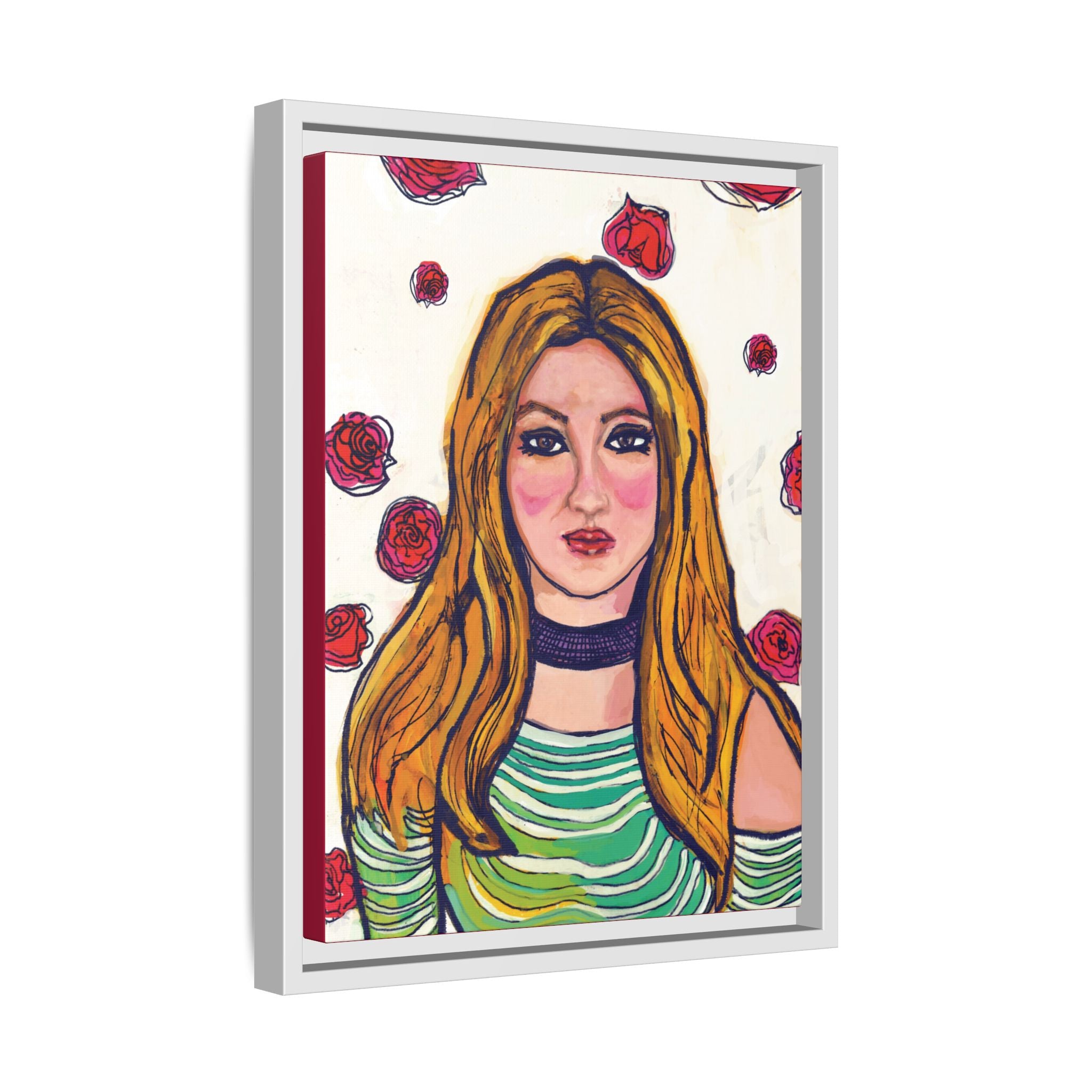 Bleu Soleil — Rose | Original Mixed Media Feminine Portrait Print | Wall Art by Blue Moon Space