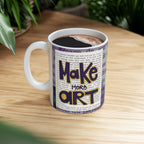 Make More Art Ceramic Mug — Literary Vintage Newspaper Design | Gift for Artists & Book Lovers (11oz)