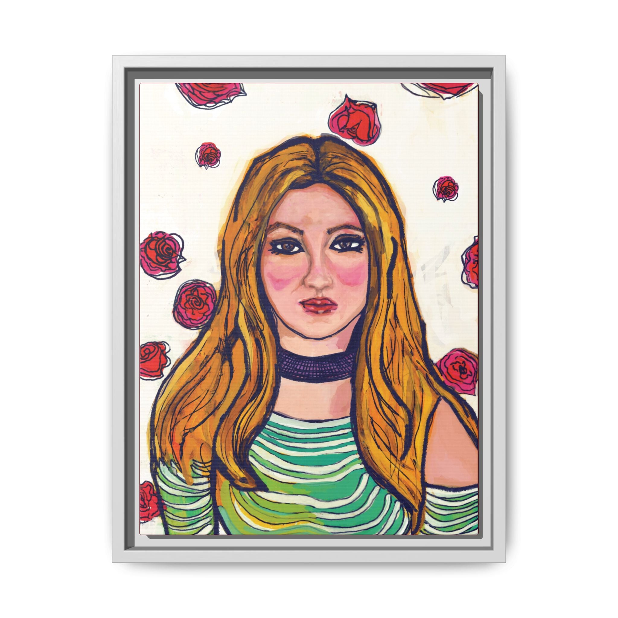 Bleu Soleil — Rose | Original Mixed Media Feminine Portrait Print | Wall Art by Blue Moon Space