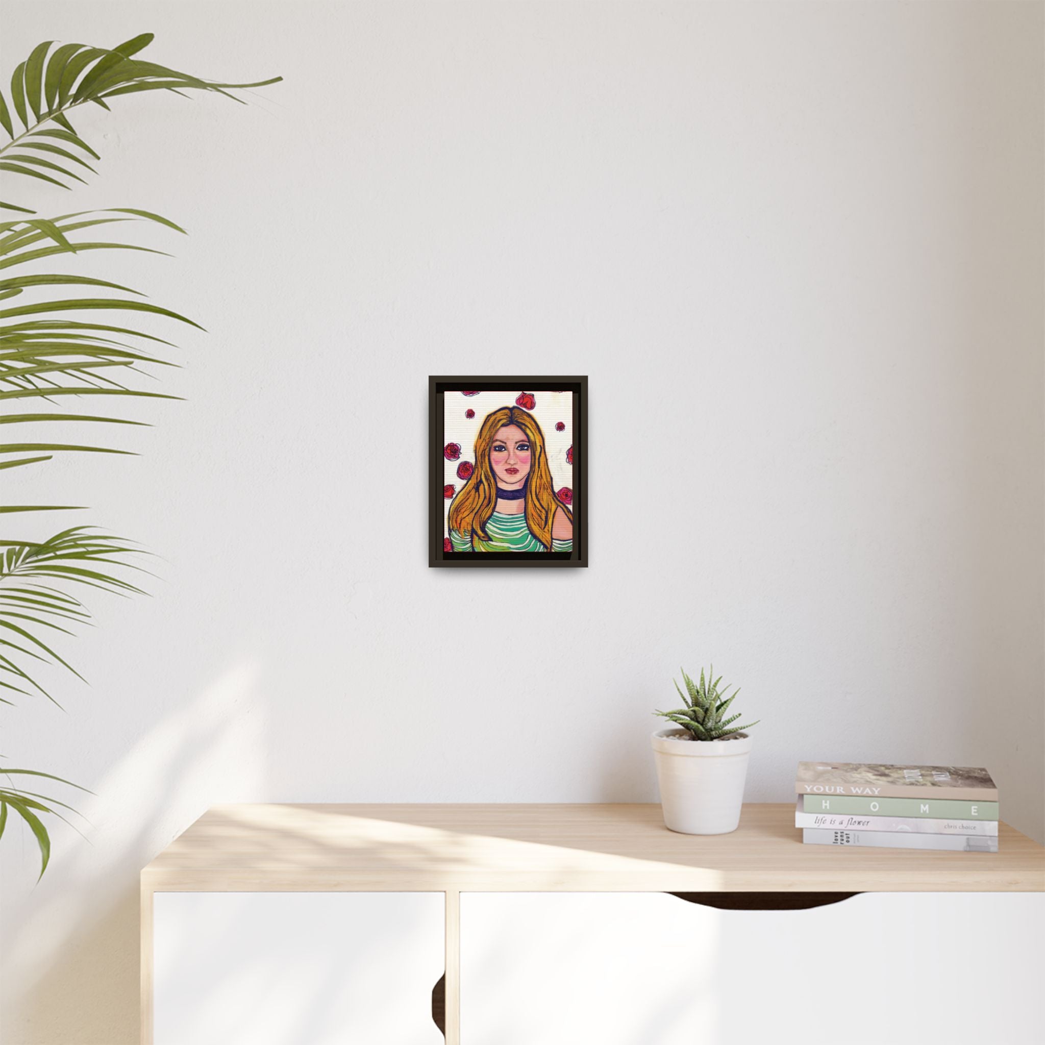 Bleu Soleil — Rose | Original Mixed Media Feminine Portrait Print | Wall Art by Blue Moon Space