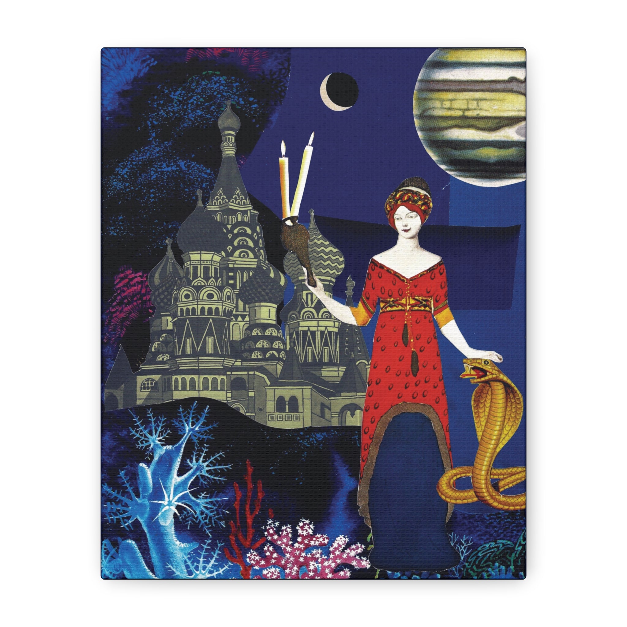 The Torchbearer | Original Analog Collage Art Print Canvas | Wall Art by Blue Moon Space