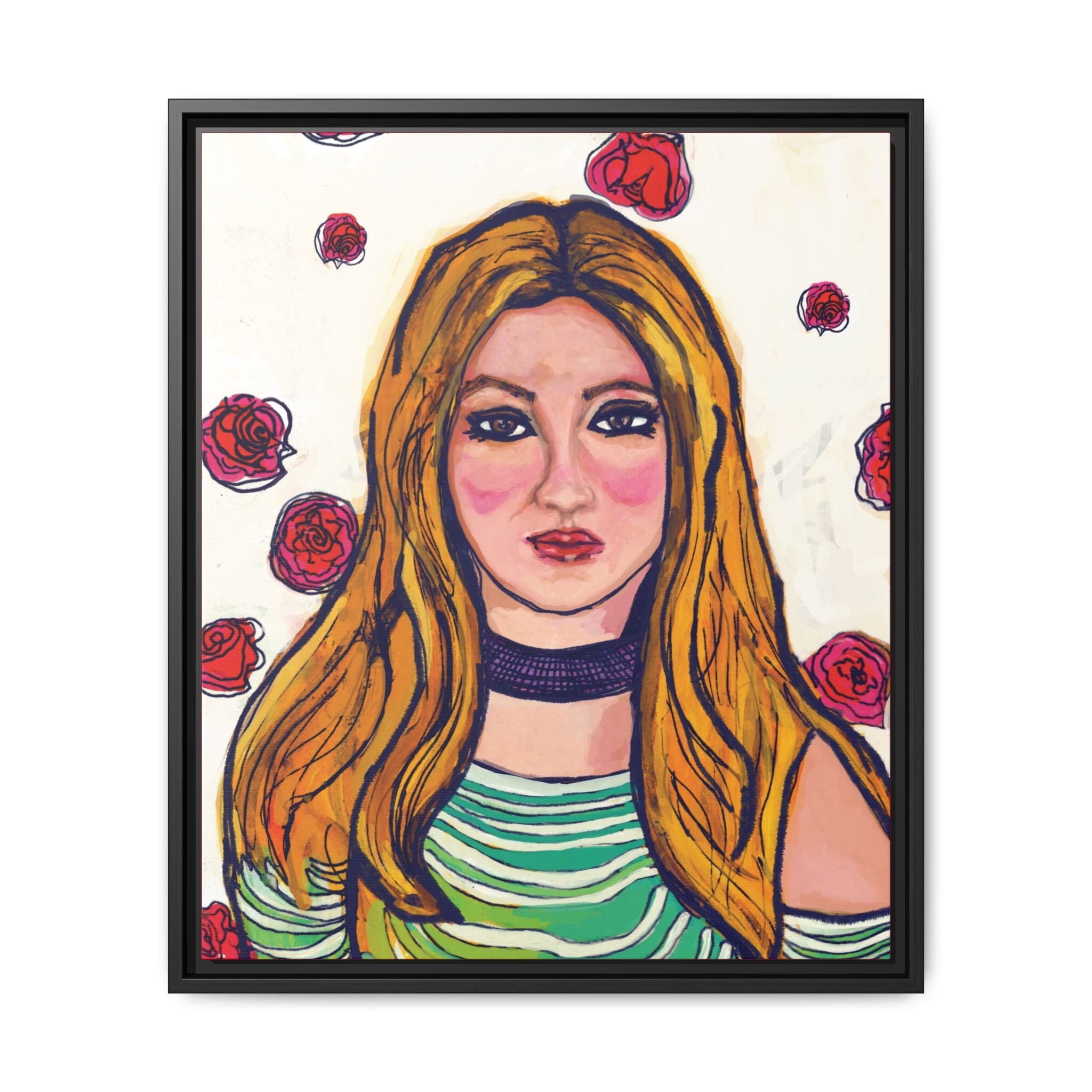 Bleu Soleil — Rose | Original Mixed Media Feminine Portrait Print | Wall Art by Blue Moon Space