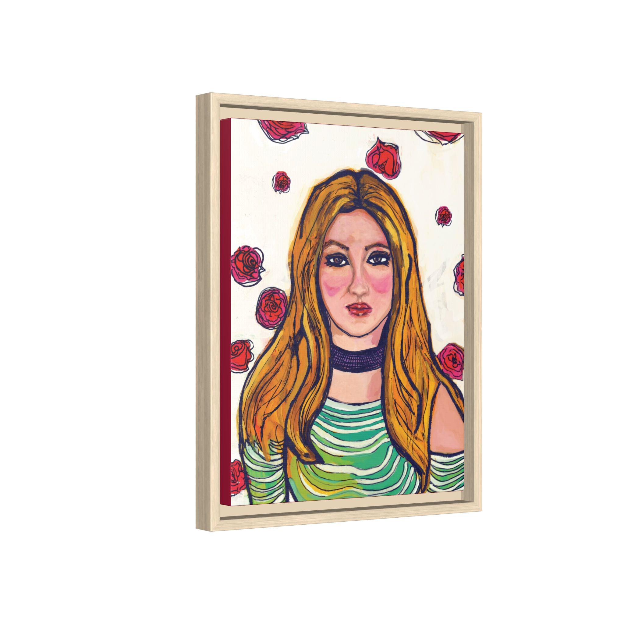 Bleu Soleil — Rose | Original Mixed Media Feminine Portrait Print | Wall Art by Blue Moon Space
