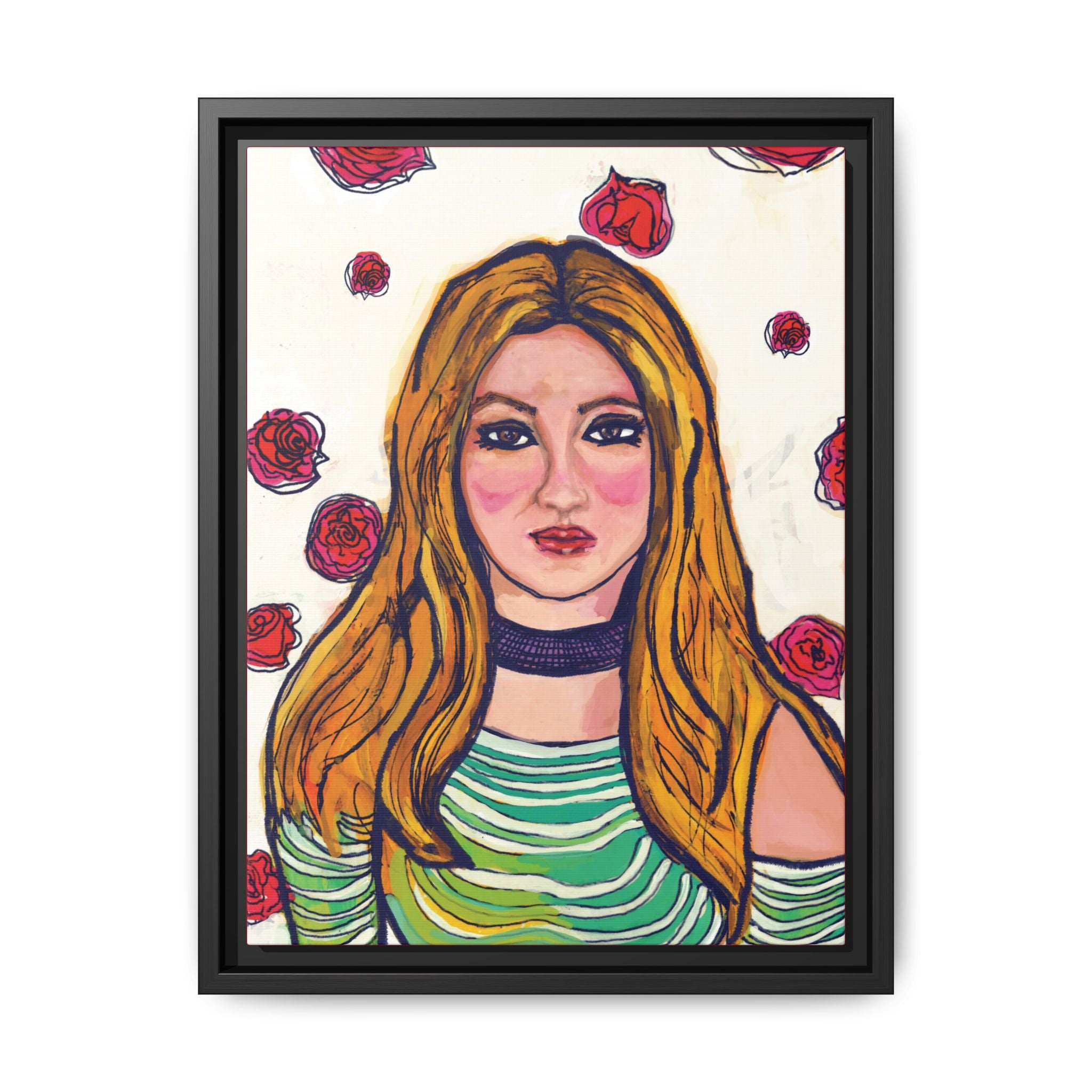 Bleu Soleil — Rose | Original Mixed Media Feminine Portrait Print | Wall Art by Blue Moon Space