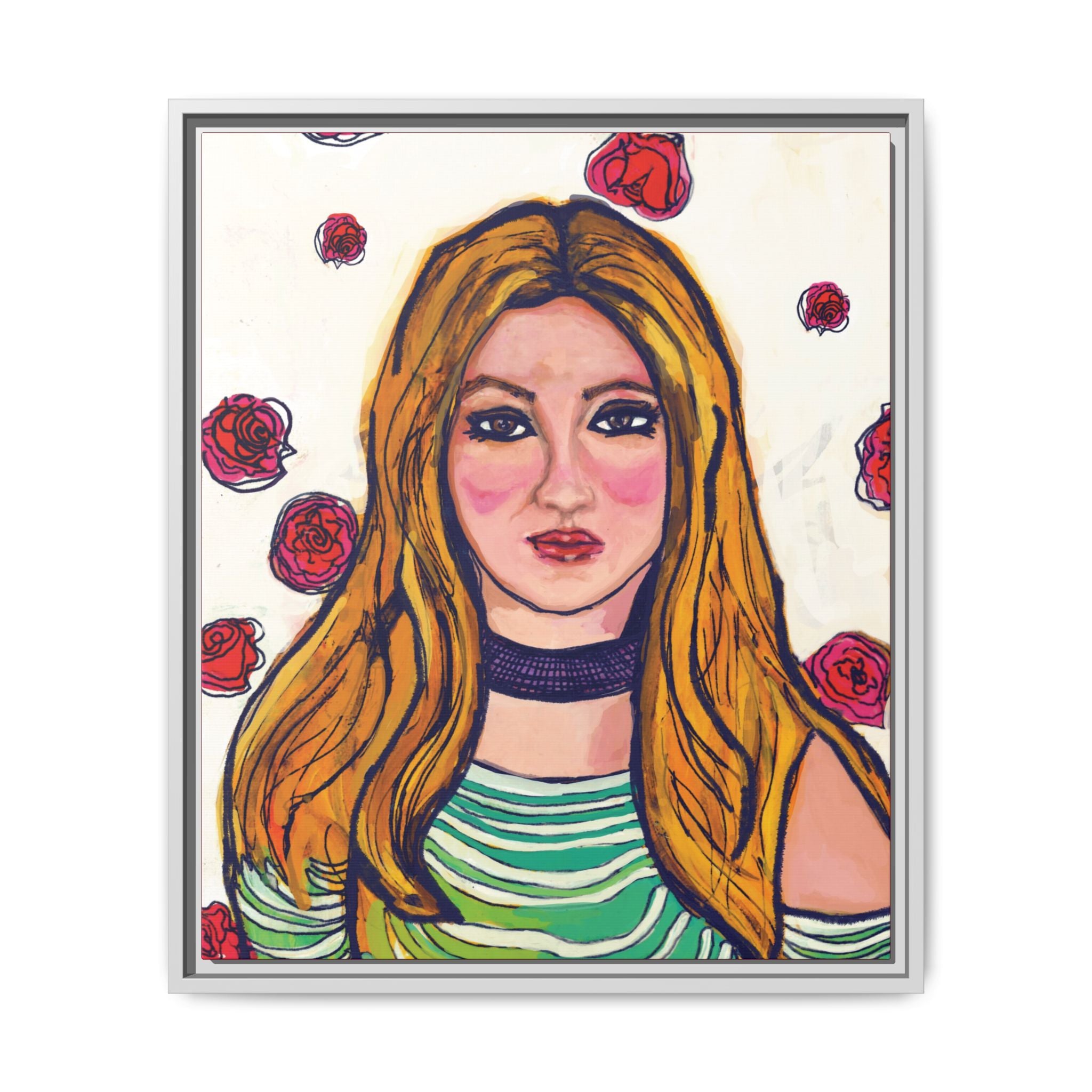 Bleu Soleil — Rose | Original Mixed Media Feminine Portrait Print | Wall Art by Blue Moon Space