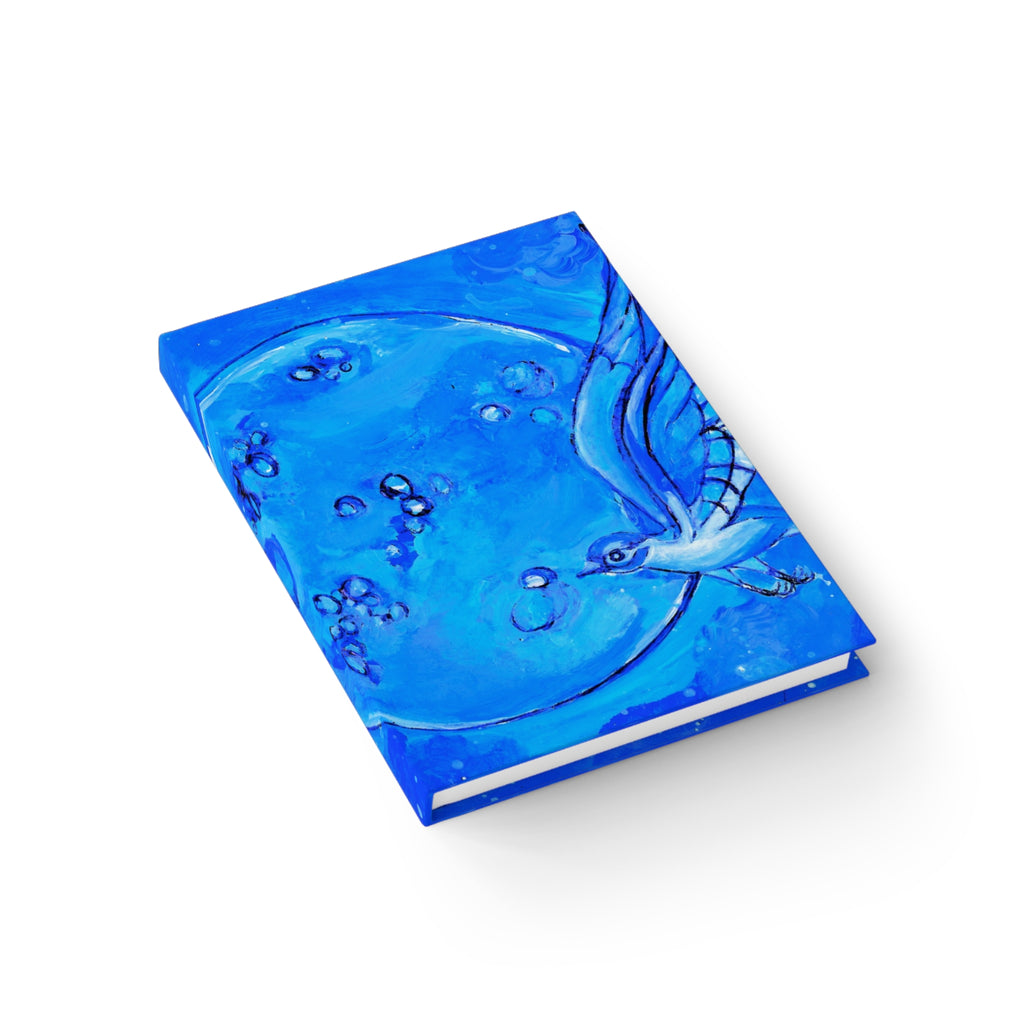 Blue Moon Bird Journal — Ruled Lined Notebook, Celestial Nature Sketchbook