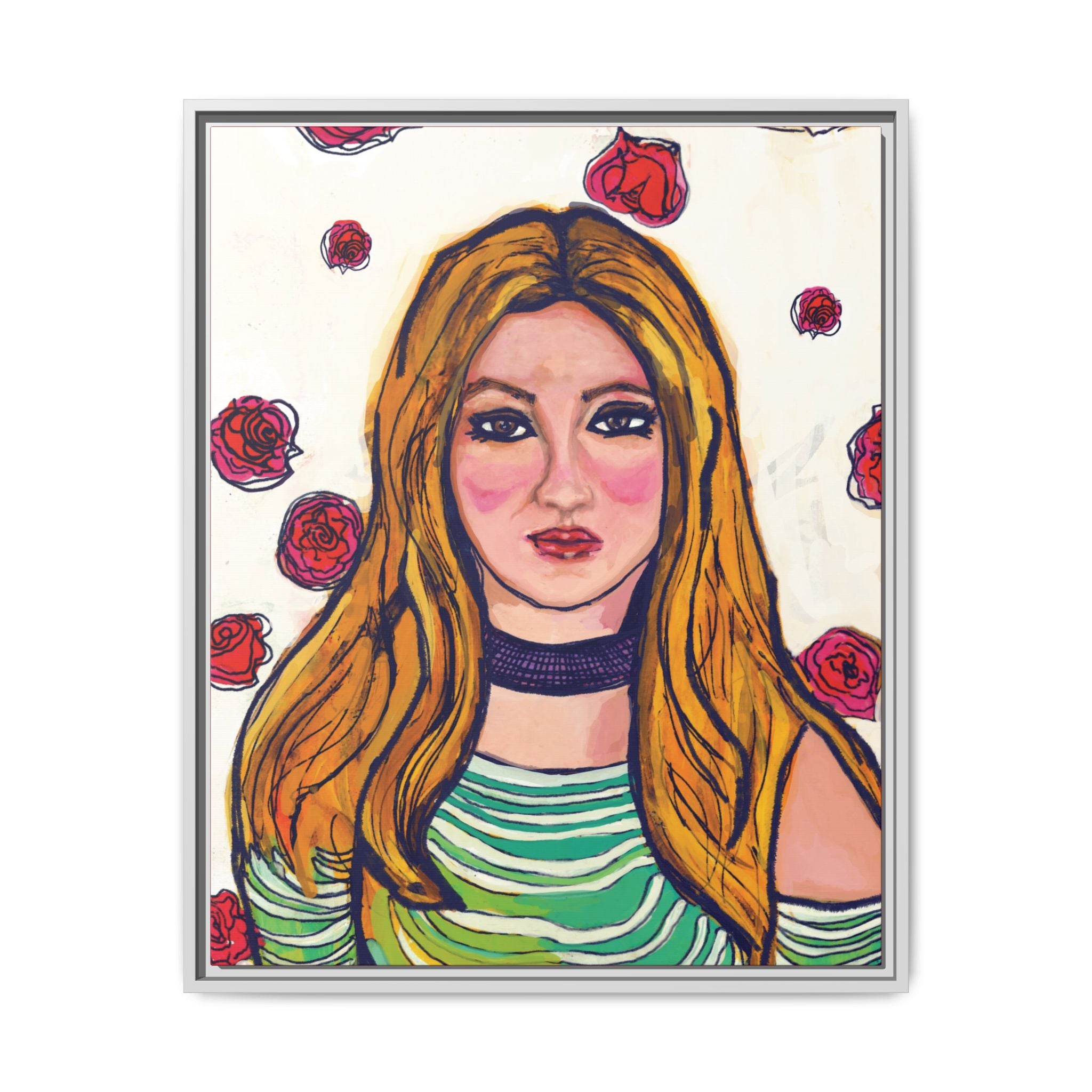 Bleu Soleil — Rose | Original Mixed Media Feminine Portrait Print | Wall Art by Blue Moon Space