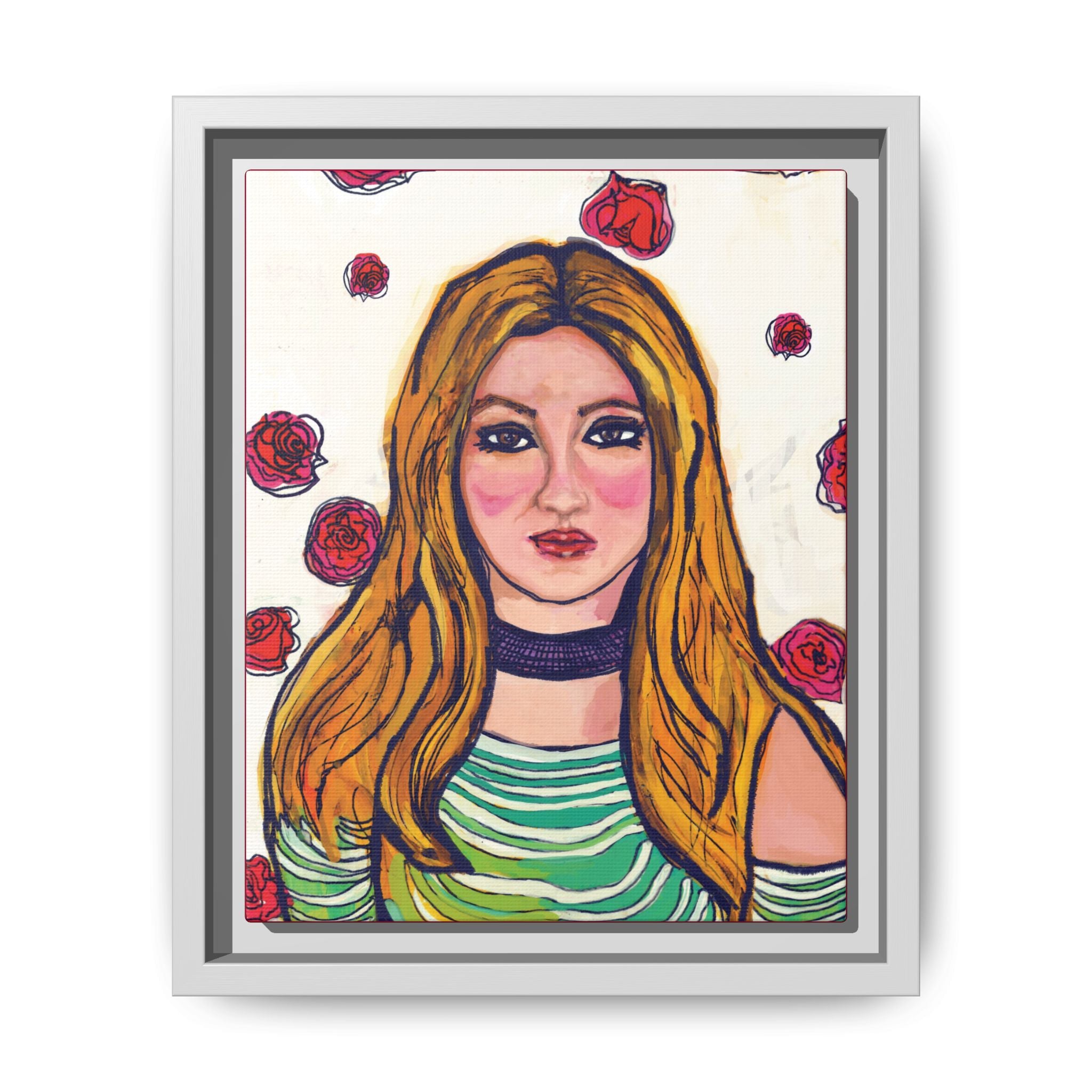 Bleu Soleil — Rose | Original Mixed Media Feminine Portrait Print | Wall Art by Blue Moon Space