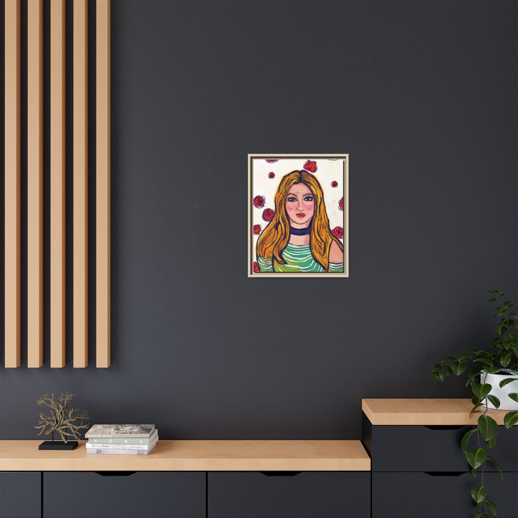 Bleu Soleil — Rose | Original Mixed Media Feminine Portrait Print | Wall Art by Blue Moon Space