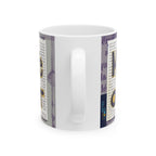 Make More Art Ceramic Mug — Literary Vintage Newspaper Design | Gift for Artists & Book Lovers (11oz)