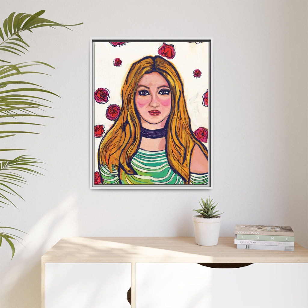 Bleu Soleil — Rose | Original Mixed Media Feminine Portrait Print | Wall Art by Blue Moon Space