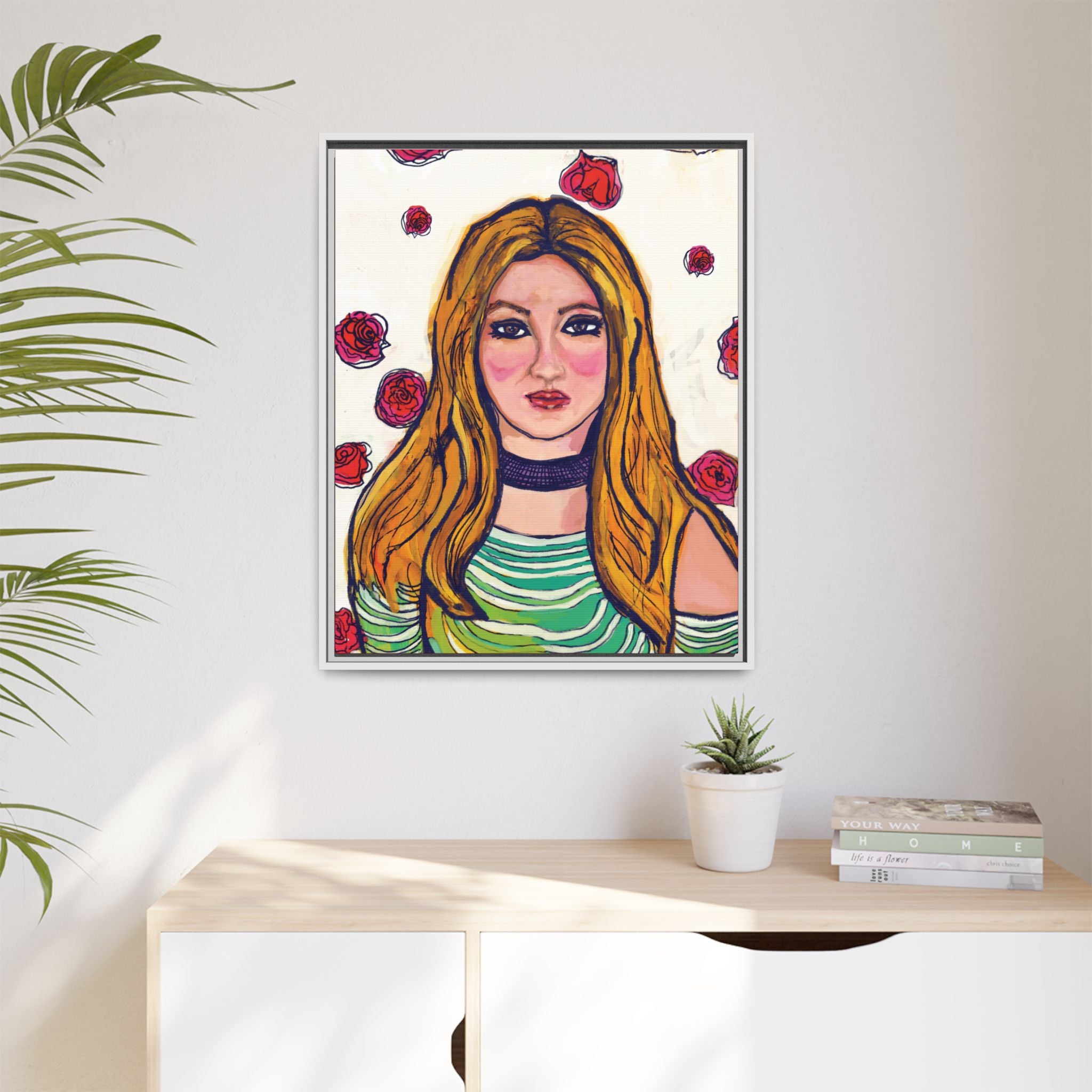 Bleu Soleil — Rose | Original Mixed Media Feminine Portrait Print | Wall Art by Blue Moon Space