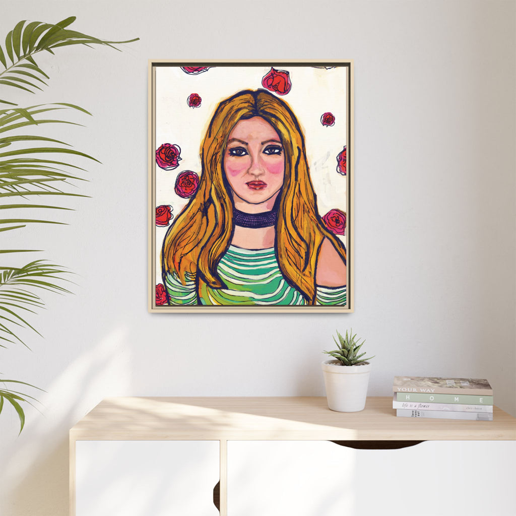 Bleu Soleil — Rose | Original Mixed Media Feminine Portrait Print | Wall Art by Blue Moon Space