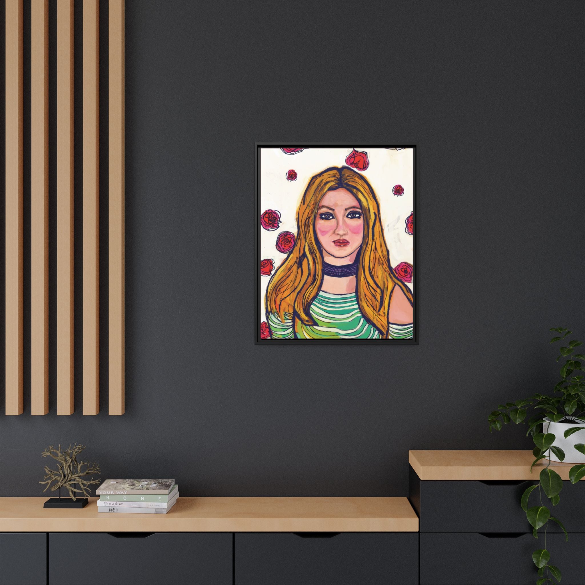 Bleu Soleil — Rose | Original Mixed Media Feminine Portrait Print | Wall Art by Blue Moon Space