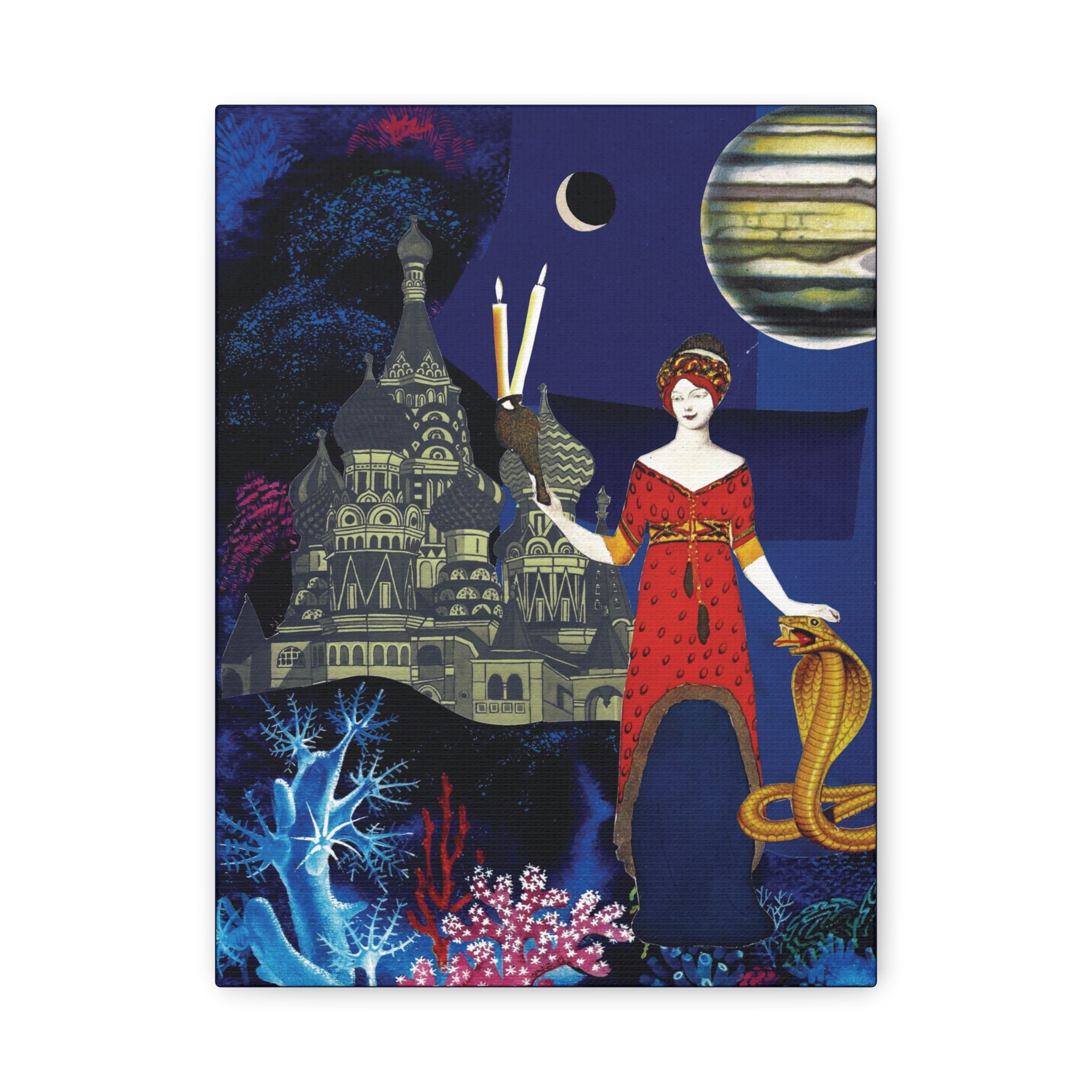 The Torchbearer | Original Analog Collage Art Print Canvas | Wall Art by Blue Moon Space